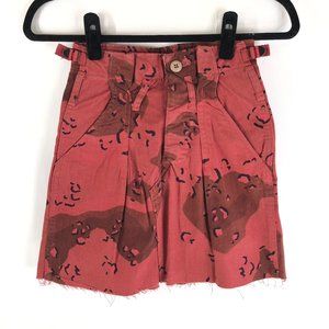 Re/Done Upcycle Women's Skirt Chino Raw Hem Camouflage Red Small NWT